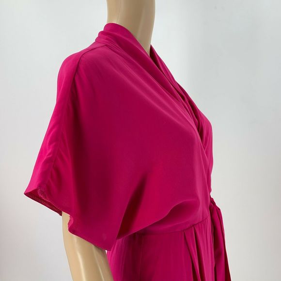 ASOS Kimono Wrap Dress Siz 4 Pink Short Sleeve - Picture 4 of 11